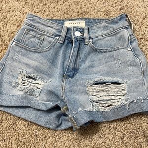 Light Wash Ripped Jeans Mom Shorts
